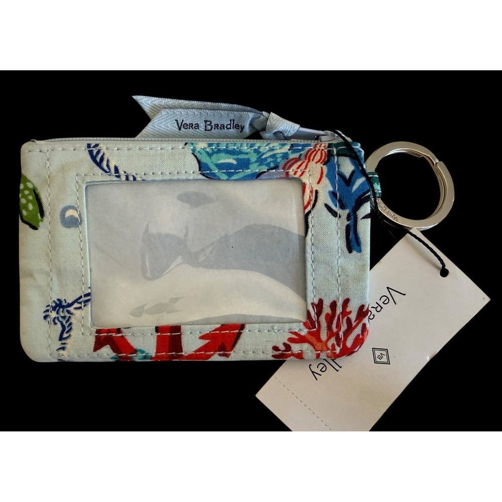 VERA BRADLEY Zip Campus Double Id - Anchors Aweigh Seashells - Key Chain - NWT